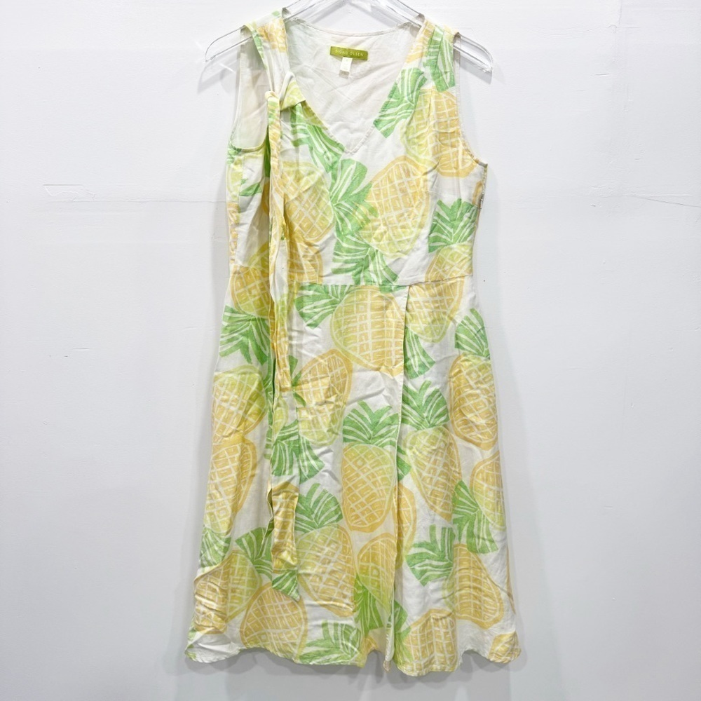 Sigrid Olsen Pineapple Print Summer Dress Sleeveless Size 8